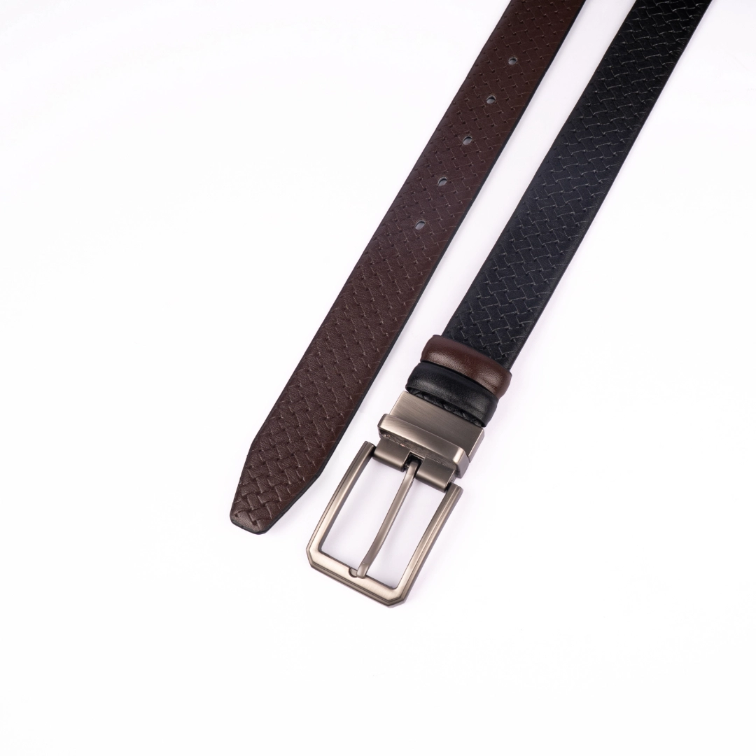 Reno Leather Moving Belt-Black & Chocolate-Belt011